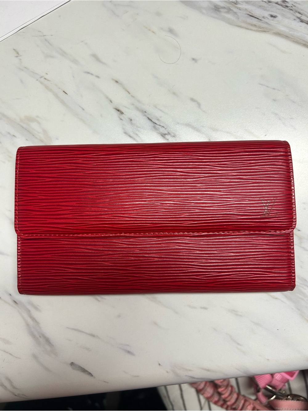 red Louis Vuitton Epi leather Sarah wallet